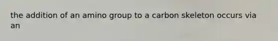 the addition of an amino group to a carbon skeleton occurs via an