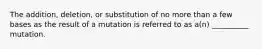 The addition, deletion, or substitution of no more than a few bases as the result of a mutation is referred to as a(n) __________ mutation.