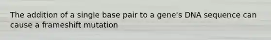 The addition of a single base pair to a gene's DNA sequence can cause a frameshift mutation