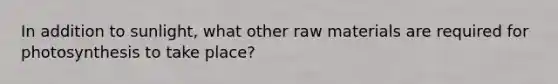 In addition to sunlight, what other raw materials are required for photosynthesis to take place?