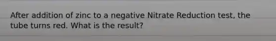 After addition of zinc to a negative Nitrate Reduction test, the tube turns red. What is the result?