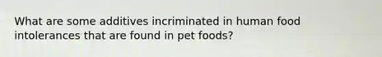 What are some additives incriminated in human food intolerances that are found in pet foods?