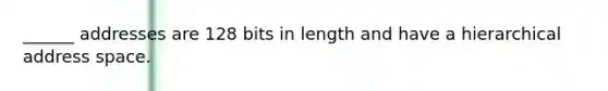 ______ addresses are 128 bits in length and have a hierarchical address space.