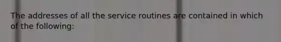 The addresses of all the service routines are contained in which of the following: