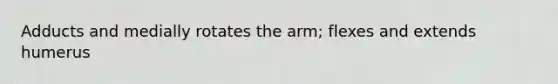 Adducts and medially rotates the arm; flexes and extends humerus