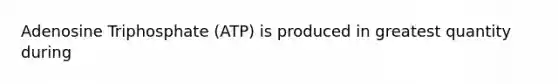 Adenosine Triphosphate (ATP) is produced in greatest quantity during