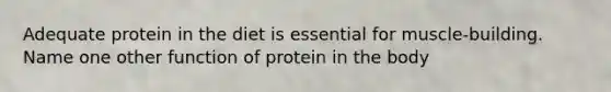 Adequate protein in the diet is essential for muscle-building. Name one other function of protein in the body