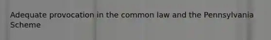 Adequate provocation in the common law and the Pennsylvania Scheme