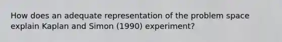 How does an adequate representation of the problem space explain Kaplan and Simon (1990) experiment?