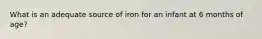 What is an adequate source of iron for an infant at 6 months of age?