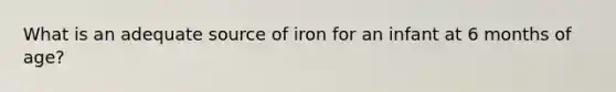 What is an adequate source of iron for an infant at 6 months of age?