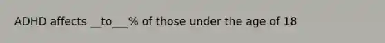 ADHD affects __to___% of those under the age of 18