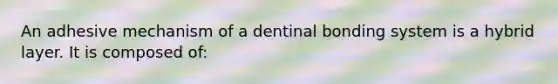 An adhesive mechanism of a dentinal bonding system is a hybrid layer. It is composed of: