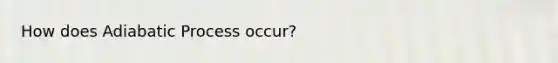 How does Adiabatic Process occur?