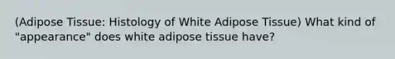 (Adipose Tissue: Histology of White Adipose Tissue) What kind of "appearance" does white adipose tissue have?