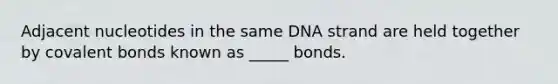 Adjacent nucleotides in the same DNA strand are held together by covalent bonds known as _____ bonds.