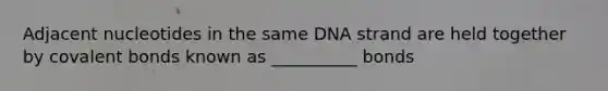 Adjacent nucleotides in the same DNA strand are held together by covalent bonds known as __________ bonds