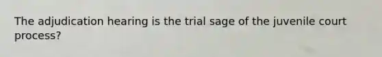 The adjudication hearing is the trial sage of the juvenile court process?