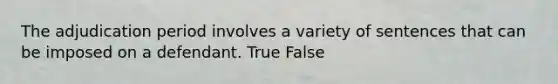 The adjudication period involves a variety of sentences that can be imposed on a defendant. True False