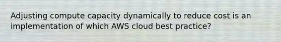 Adjusting compute capacity dynamically to reduce cost is an implementation of which AWS cloud best practice?