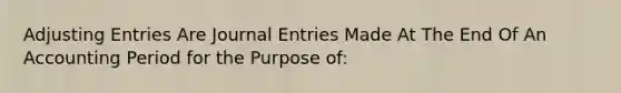 Adjusting Entries Are Journal Entries Made At The End Of An Accounting Period for the Purpose of: