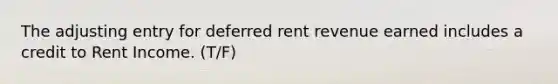 The adjusting entry for deferred rent revenue earned includes a credit to Rent Income. (T/F)