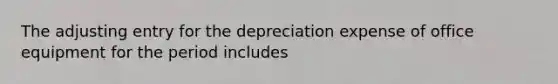 The adjusting entry for the depreciation expense of office equipment for the period includes