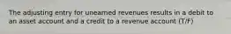 The adjusting entry for unearned revenues results in a debit to an asset account and a credit to a revenue account (T/F)