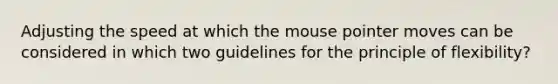 Adjusting the speed at which the mouse pointer moves can be considered in which two guidelines for the principle of flexibility?