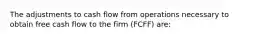 The adjustments to cash flow from operations necessary to obtain free cash flow to the firm (FCFF) are: