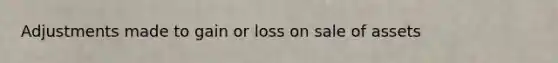 Adjustments made to gain or loss on sale of assets