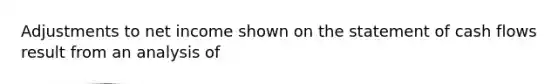 Adjustments to net income shown on the statement of cash flows result from an analysis of