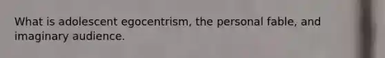 What is adolescent egocentrism, the personal fable, and imaginary audience.