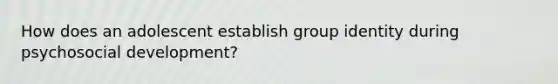 How does an adolescent establish group identity during psychosocial development?