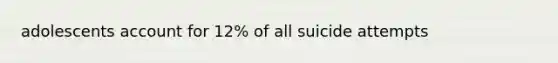 adolescents account for 12% of all suicide attempts