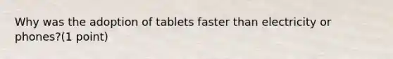 Why was the adoption of tablets faster than electricity or phones?(1 point)