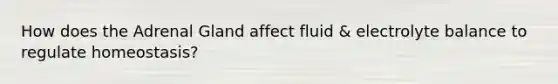 How does the Adrenal Gland affect fluid & electrolyte balance to regulate homeostasis?