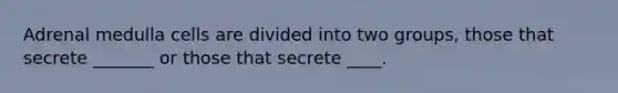Adrenal medulla cells are divided into two groups, those that secrete _______ or those that secrete ____.