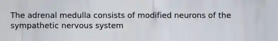 The adrenal medulla consists of modified neurons of the sympathetic nervous system