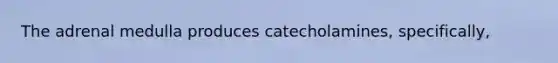 The adrenal medulla produces catecholamines, specifically,