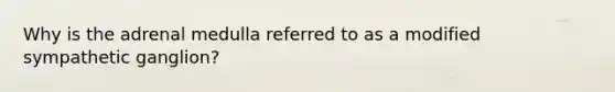 Why is the adrenal medulla referred to as a modified sympathetic ganglion?