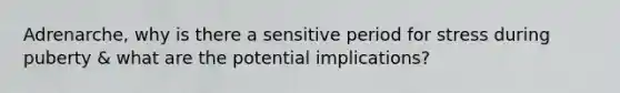 Adrenarche, why is there a sensitive period for stress during puberty & what are the potential implications?