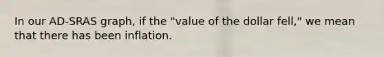 In our AD-SRAS graph, if the "value of the dollar fell," we mean that there has been inflation.