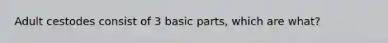 Adult cestodes consist of 3 basic parts, which are what?