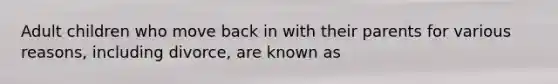 Adult children who move back in with their parents for various reasons, including divorce, are known as