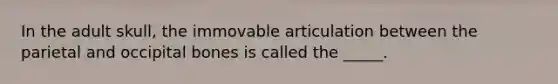 In the adult skull, the immovable articulation between the parietal and occipital bones is called the _____.