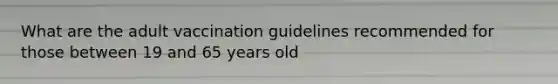 What are the adult vaccination guidelines recommended for those between 19 and 65 years old