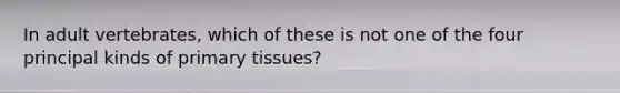 In adult vertebrates, which of these is not one of the four principal kinds of primary tissues?