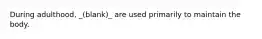 During adulthood, _(blank)_ are used primarily to maintain the body.