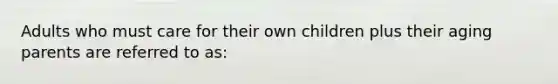 Adults who must care for their own children plus their aging parents are referred to as: